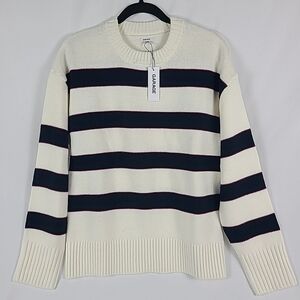 NEW Garage Women's Roxy LS Supersoft Crew Sweater Strioed White Blue Sz XS